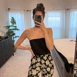 Black tube top bodysuit